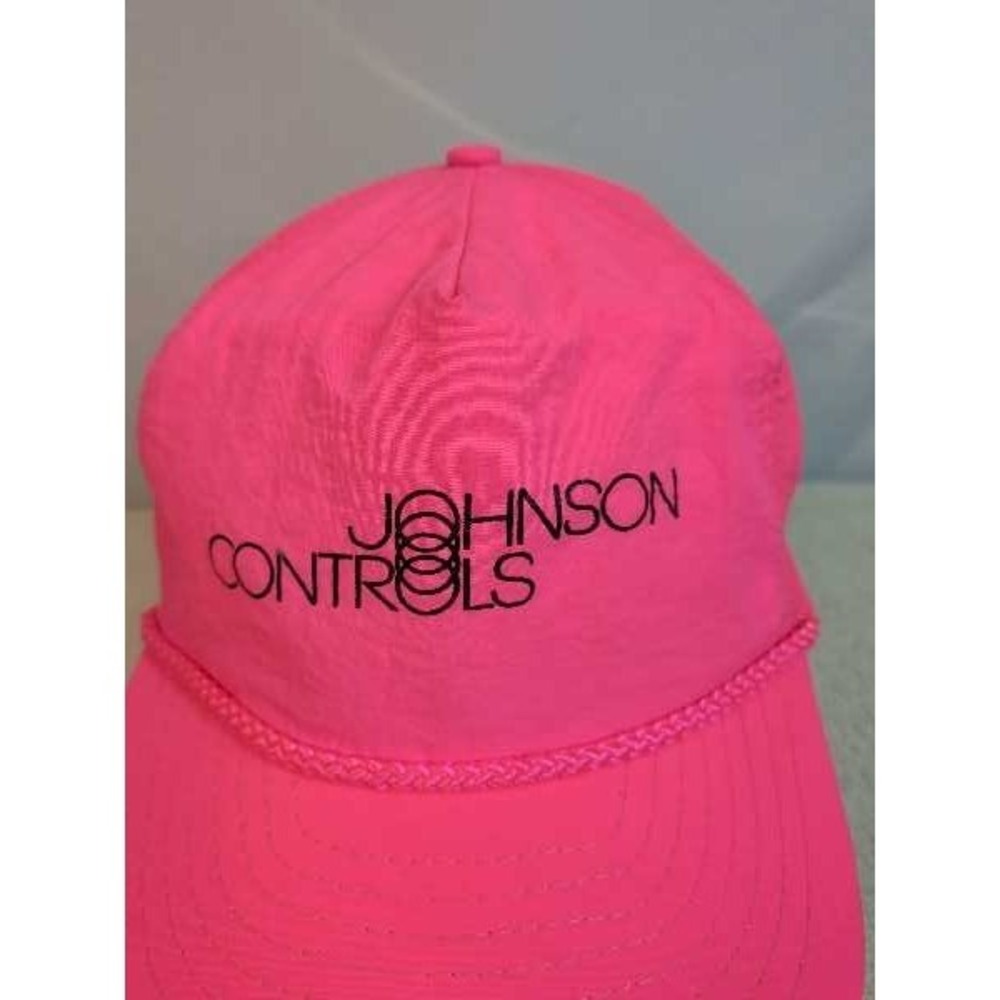 Johnson Controls Neon Pink Embroidered Baseball Cap Hat View 2